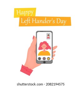 Congratulations on the international day of lefties. Illustration of two hands.