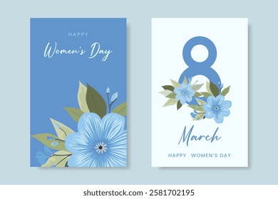Congratulations on International Women's Day March 8. Floral card, poster for March 8, leaflet. Vector.