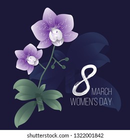 congratulations on March 8 - international women's day. greeting card from March 8 with orchids