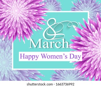 Congratulations on March 8, 
Women's Day. Vector bright postcard