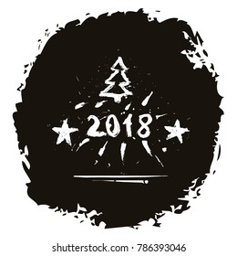 Congratulations on the new 2018 year. Grunge background for postcard in graphic style. Vector illustration for design. Template for printing, advertising, your party and holiday.