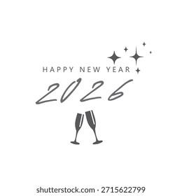 Congratulations on the new year 2026 with two glasses of toast.