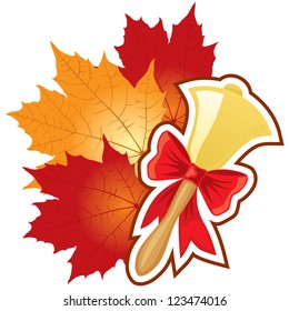 Congratulations on September 1 with the school bell and autumn leaves