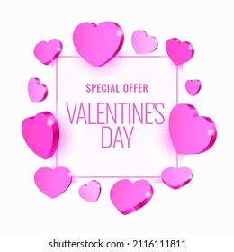 Congratulations on St. Valentine's Day. Greeting card with golden heart. Vector illustration