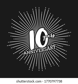 Congratulations on the tenth anniversary. Editable vector illustration. Number 10 on the background of fireworks