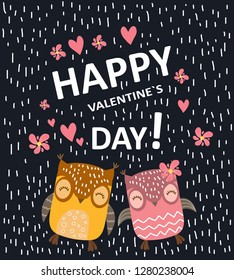congratulations on Valentine's Day with owls