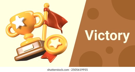 Congratulations on victory. Vector festive composition on yellow background