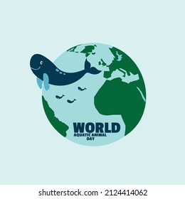 Congratulations on World Aquatic Animals Day simple and elegant vector design