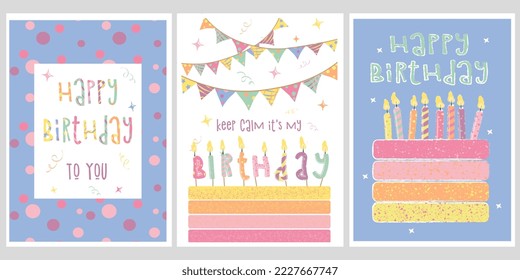 congratulations on your birthday, holiday, and an invitation card. there are balloons, gift boxes, confetti vector illustration
