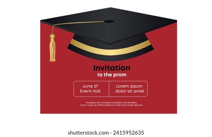 Congratulations on your graduation from school. Class of 2024. Graduation cap, confetti and balloons. Congratulatory banner. Academy of Education School of Learning	