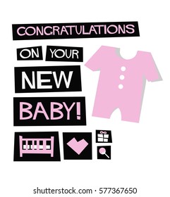 Congratulations On Your New Baby! (Flat Style Vector Illustration Poster Design)