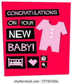 Congratulations On Your New Baby! (Flat Style Vector Illustration Poster Design)