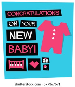 Congratulations On Your New Baby! (Flat Style Vector Illustration Poster Design)