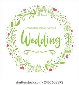 Congratulations on your Wedding - vector illustration greeting card on white background