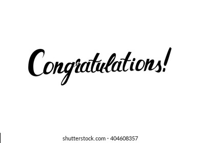 "Congratulations" original handwritten calligraphy . For web and mobile icon isolated on background, art template, retro elements, logo, identity, labels, badge, ink, tag, card