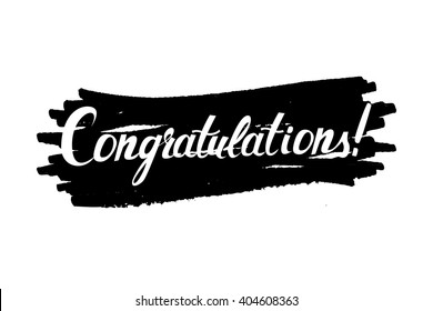 "Congratulations" original handwritten calligraphy . For web and mobile icon isolated on background, art template, retro elements, logo, identity, labels, badge, ink, tag, card