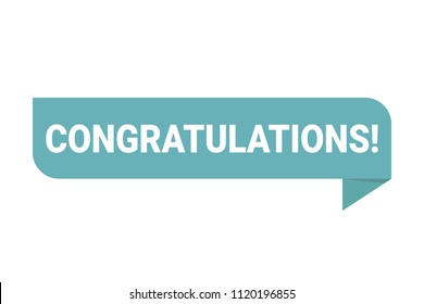 Congratulations! With Paper Origami Speech Bubble. Banner Template Design. Vector Illustration