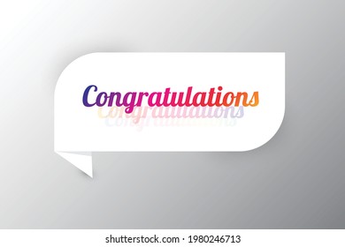 Congratulations With Paper Origami Speech Bubble. Banner Template Design. Vector Illustration