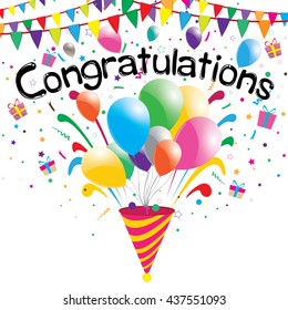 Congratulations party on a white background. Vector Congratulations.