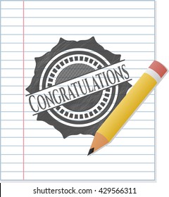 Congratulations pencil strokes emblem
