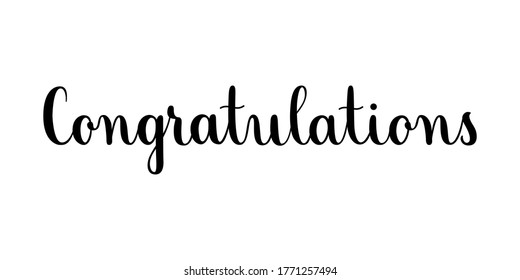 Congratulations phrase. Handwritten vector lettering illustration. Brush calligraphy style. Black inscription isolated on white background