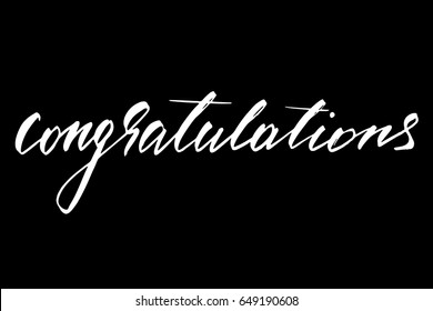 Congratulations Phrase Lettering Handwritten Text On Stock Vector