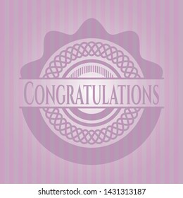 Congratulations pink emblem. Vintage. Vector Illustration. Detailed.