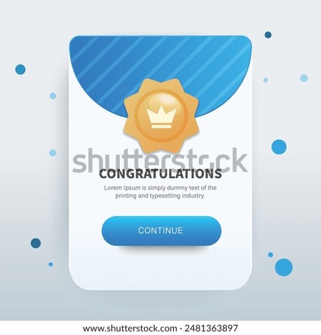 Congratulations pop up banner .Professional web design. Modern screen template mobile app.