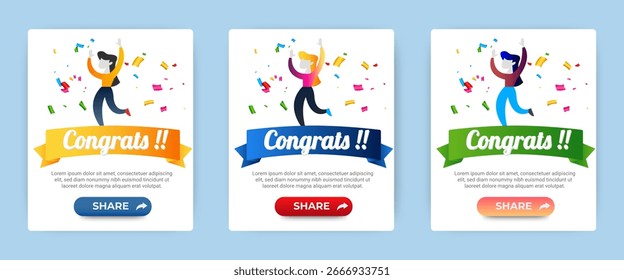 
Felicitaciones pop-up diseño de Vector de Anuncio. Notificación pop-up flash message awards ui ux.