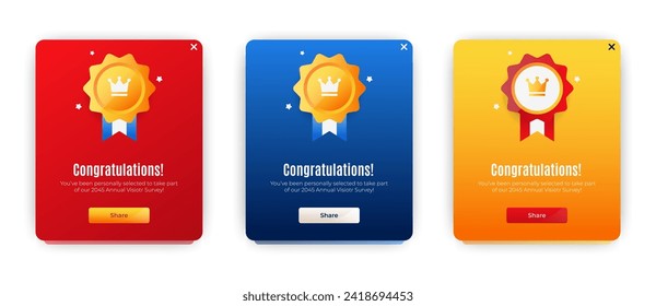 Congratulations pop up UI kit design for web and mobile app. banner design template. vector