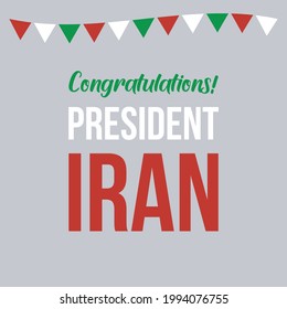 Congratulations President of Iran typography - vector illustration.  Celebrate Iranian political leaders after election.  