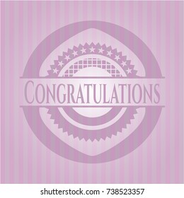 Congratulations realistic pink emblem