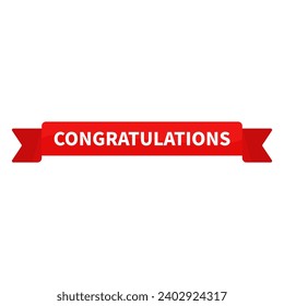 Congratulations In Red Rectangle Ribbon Shape For Announcement Information Business Marketing Social Media
