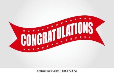 Congratulations. Red ribbon banner