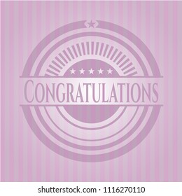 Congratulations retro pink emblem