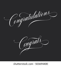 Congratulations. Retro style lettering illustration. Calligraphic greeting inscription. Vector vintage typography. Trendy design element for greeting cards, prints and posters.