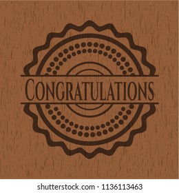 Congratulations retro wood emblem