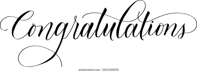 Congratulations Script Vector File. Congratulations Hand lettering slogan. Custom hand lettering good for print, greeting cards, flyer, tshirt design, postcard, poster social media, etc. Vector Art.