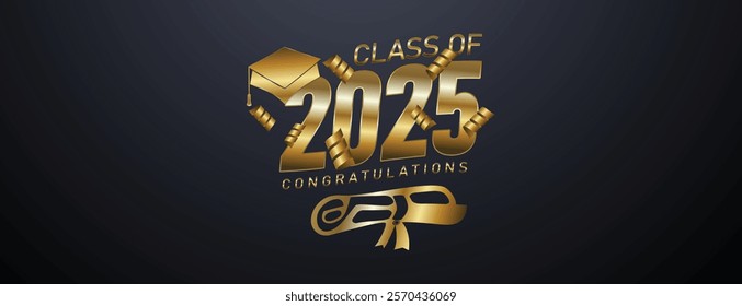 Congratulations Senior Class Of 2025 Banner. Class of 2025 Graduates Announcement Template. background design for Graduation Ceremony High School, University, College, Party, and T-Shirt