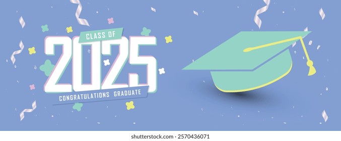 Congratulations Senior Class Of 2025 Banner. Class of 2025 Graduates Announcement Template. background design for Graduation Ceremony High School, University, College, Party, and T-Shirt