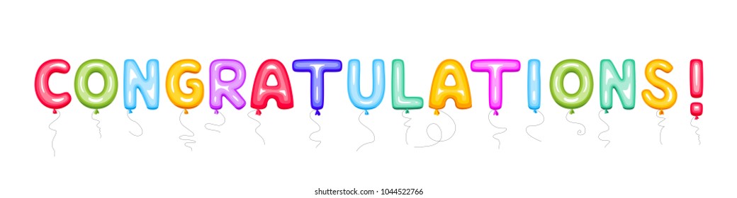 Congratulations sign of color balloons. Vector illustration to use for celebration party.