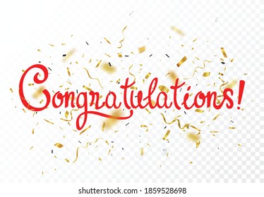 Congratulations Sign Letters Banner With Colorful Confetti 