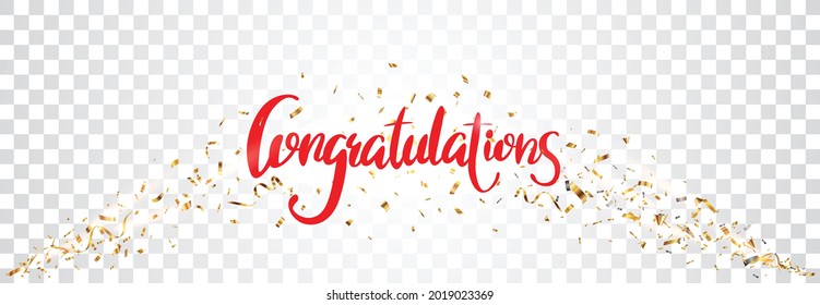 Congratulations sign letters banner with gold confetti