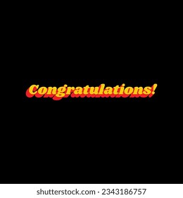 Congratulations slogan. 3D Extruded Yellow Icon with Red Sides a Black background. Illustration.