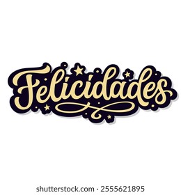 Congratulations in spanish. Hand lettering text isolated on white background. Vector typography for graduation or any celebration cards, banners, posters