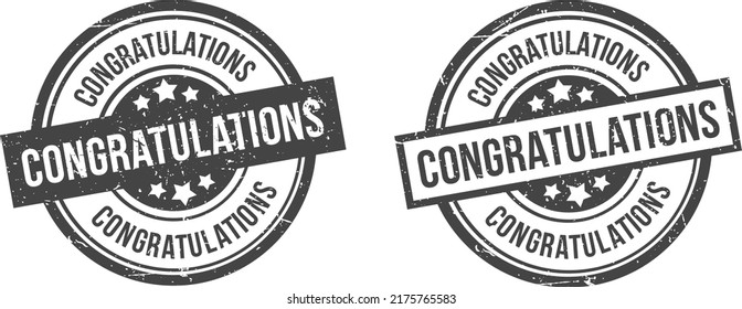 Congratulations stamp. Congratulations sign. Round grunge badge.