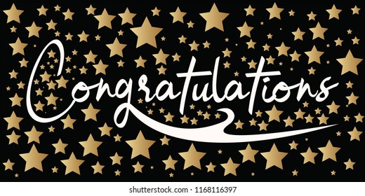 Congratulations - Star - Lettering, Handwritten, Vector Illustration for greeting, 5k