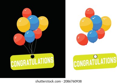 Congratulations Stock Vector with Balloons Illustration clipart 
