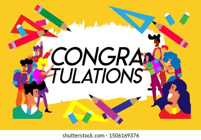 congratulations text banner or background for student party or event. vector design
