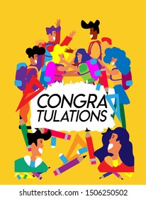 congratulations text banner or background for student party or event. vector design